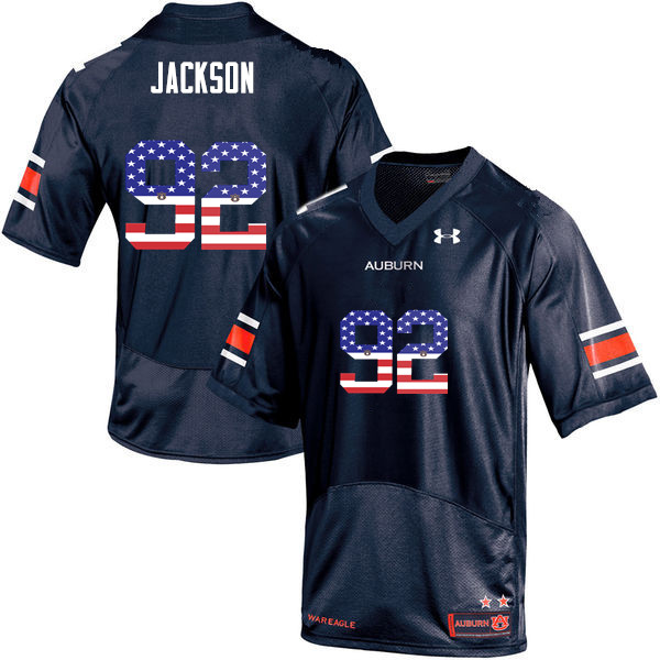 Auburn Tigers Men's Alec Jackson #92 Navy Under Armour Stitched College USA Flag Fashion NCAA Authentic Football Jersey ZRY7874XU